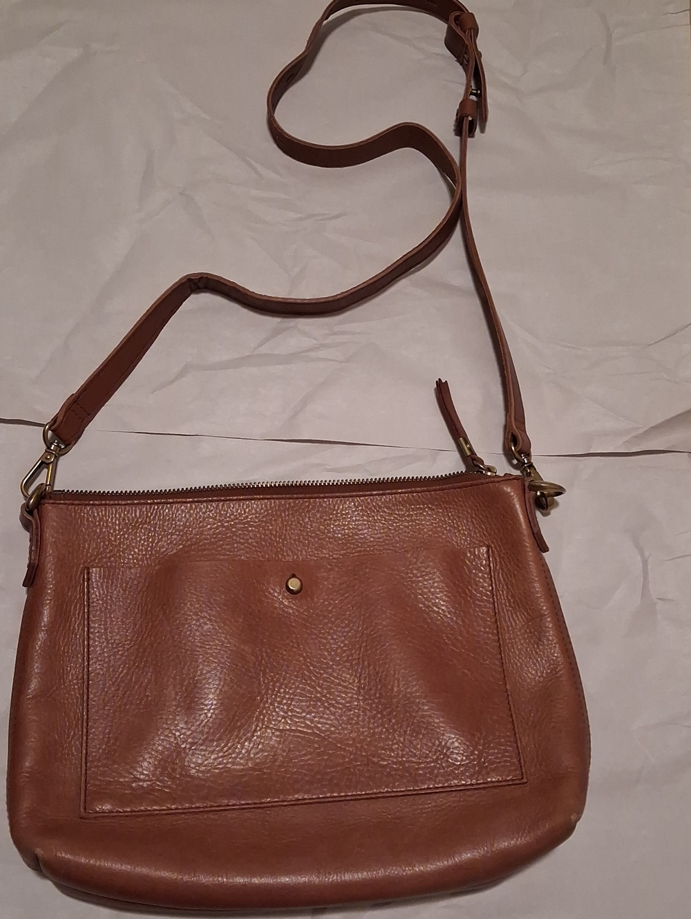 Madewell Cognac Brown Leather Crossbody with Front Slip Pocket